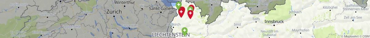Kartenansicht für Apotheken-Notdienste in der Nähe von Reuthe (Bregenz, Vorarlberg)